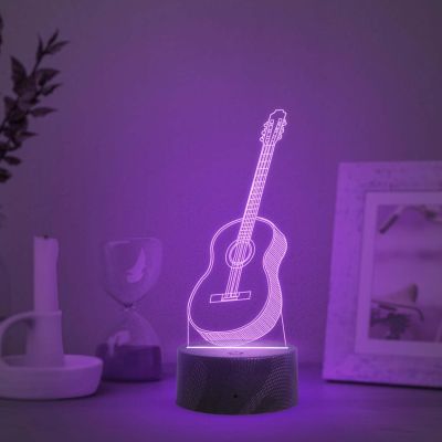 3D Illusion Guitar Night Lamp with Multicolored Light Birthday Gift for Music Lover, Guitar Player & Musician