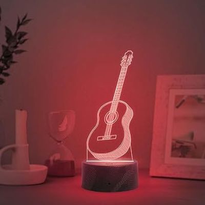3D Illusion Guitar Night Lamp with Multicolored Light Birthday Gift for Music Lover, Guitar Player & Musician