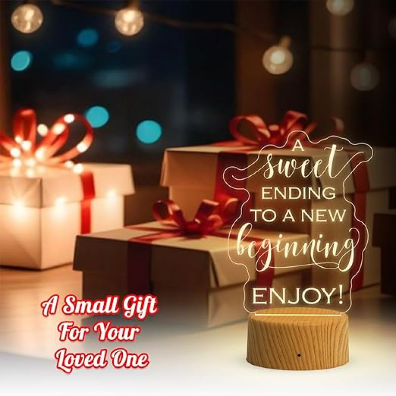 3D Illusion A Sweet Ending to a New Beginning Engraved Graduation Night Lamp with Warm White Light Gift for Student & Motivational Lamp