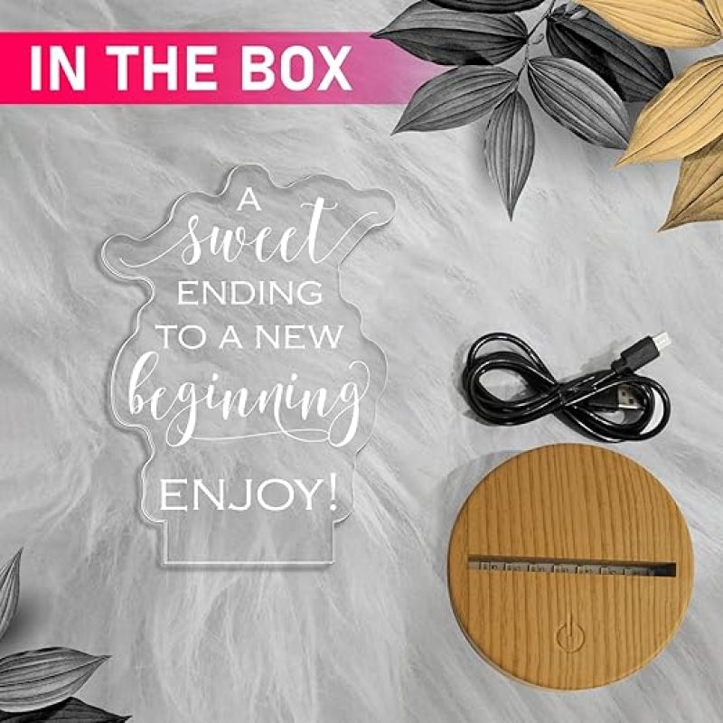 3D Illusion A Sweet Ending to a New Beginning Engraved Graduation Night Lamp with Warm White Light Gift for Student & Motivational Lamp