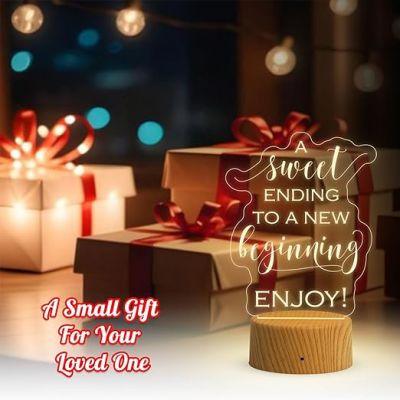 3D Illusion A Sweet Ending to a New Beginning Engraved Graduation Night Lamp with Warm White Light Gift for Student & Motivational Lamp