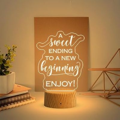 3D Illusion A Sweet Ending to a New Beginning Engraved Graduation Night Lamp with Warm White Light Gift for Student & Motivational Lamp