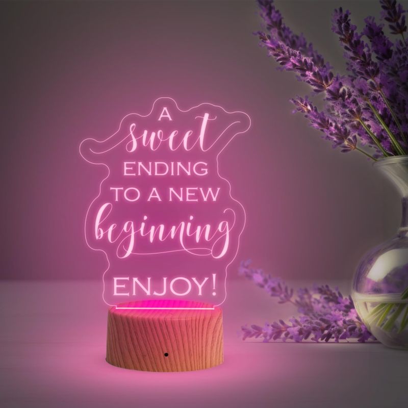 3D Illusion A Sweet Ending to a New Beginning Engraved Graduation Night Lamp with Multicolor Light Gift for Student & Motivational Lamp