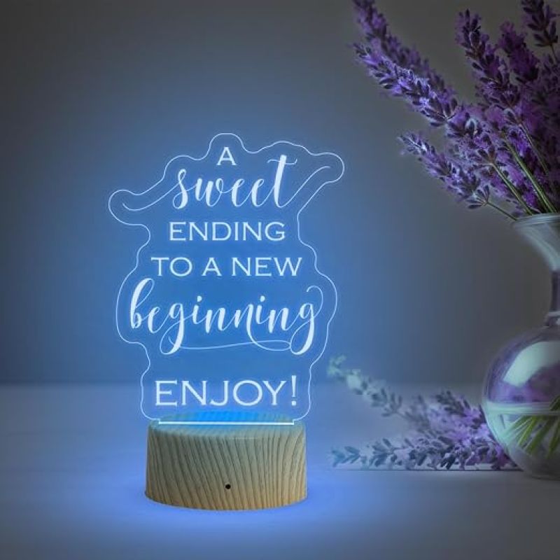 3D Illusion A Sweet Ending to a New Beginning Engraved Graduation Night Lamp with Multicolor Light Gift for Student & Motivational Lamp
