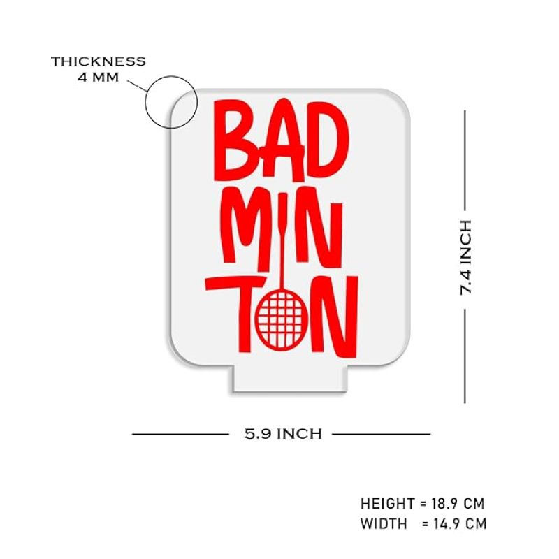 3D Illusion Badminton Night Lamp with Warm White Light Gift for Badminton Player