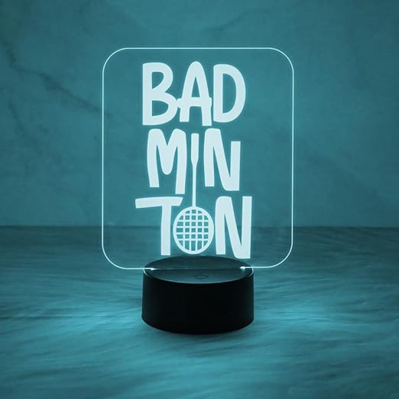 3D Illusion Badminton Night Lamp with Multicolor Light Gift for Badminton Player