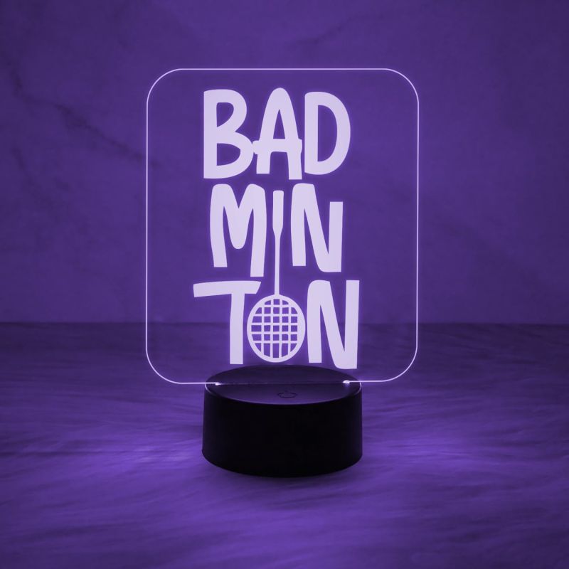 3D Illusion Badminton Night Lamp with Multicolor Light Gift for Badminton Player