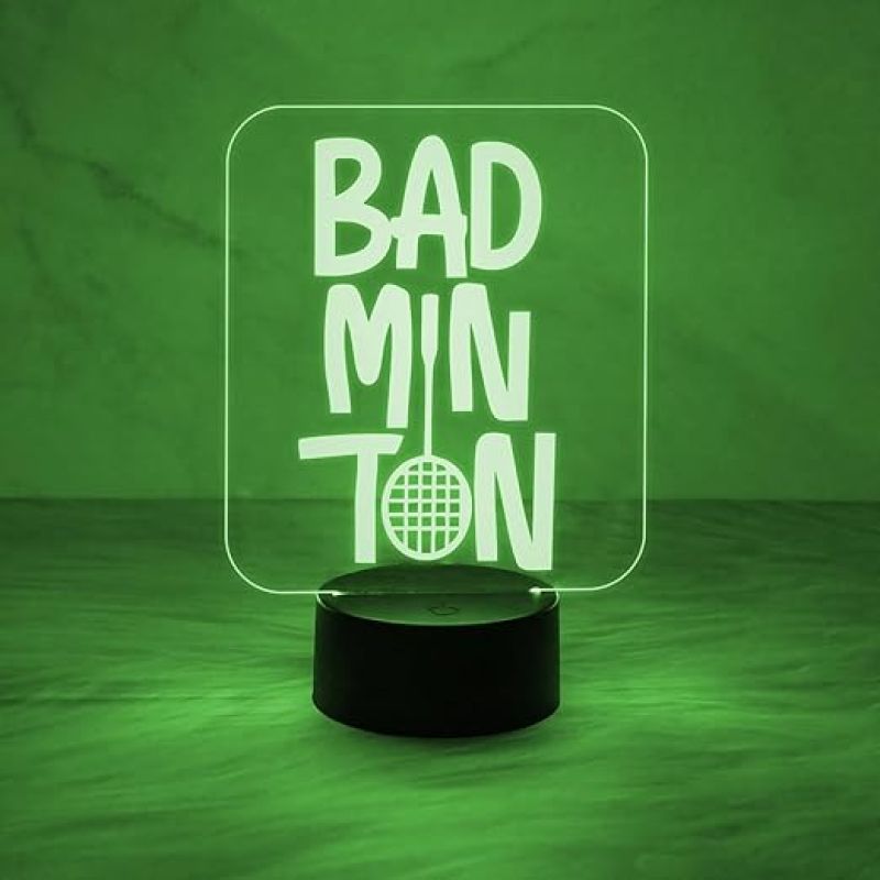 3D Illusion Badminton Night Lamp with Multicolor Light Gift for Badminton Player