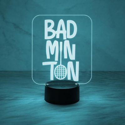 3D Illusion Badminton Night Lamp with Multicolor Light Gift for Badminton Player