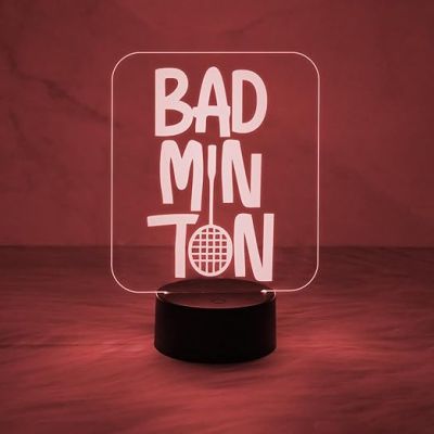 3D Illusion Badminton Night Lamp with Multicolor Light Gift for Badminton Player