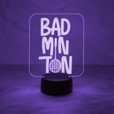 3D Illusion Badminton Night Lamp with Multicolor Light Gift for Badminton Player