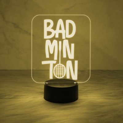 3D Illusion Badminton Night Lamp with Multicolor Light Gift for Badminton Player