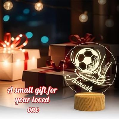 Football Night Lamp with Warm White Light Customized with Name Birthday Gifts for Footballer Friend & Football Player Lover