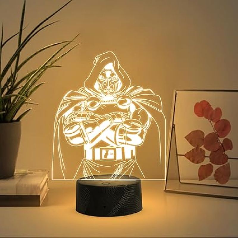 3D Illusion Doctor Doom Marvel Night Lamp with Warm White Light Gift For Marvel Super Heroes Fans