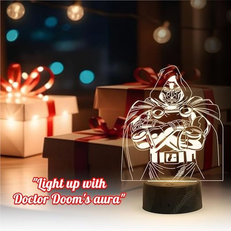 3D Illusion Doctor Doom Marvel Night Lamp with Warm White Light Gift For Marvel Super Heroes Fans