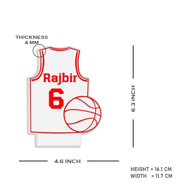 Personalized Jersey & Basketball Name Night Lamp with Multicolored Light Birthday Gift for Gaming Player