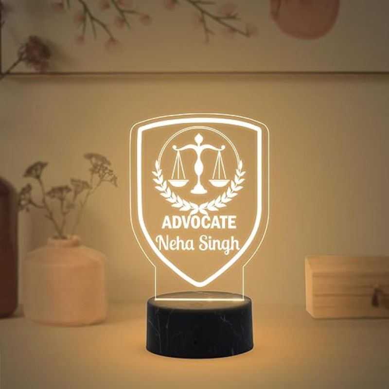 Personalized Advocate Name Night Lamp with Warm White Light Advocate Desk Name Plate Lamp Gift for Lawyer and Office Decor