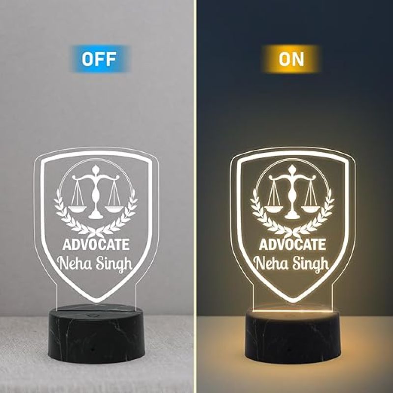 Personalized Advocate Name Night Lamp with Warm White Light Advocate Desk Name Plate Lamp Gift for Lawyer and Office Decor