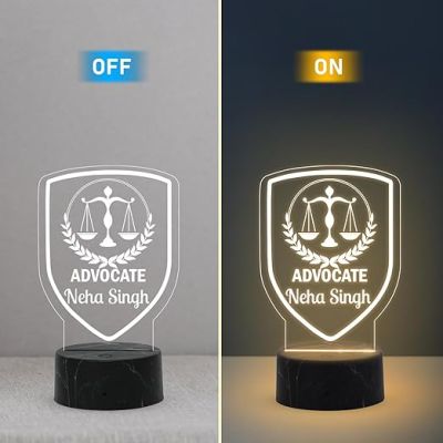 Personalized Advocate Name Night Lamp with Warm White Light Advocate Desk Name Plate Lamp Gift for Lawyer and Office Decor