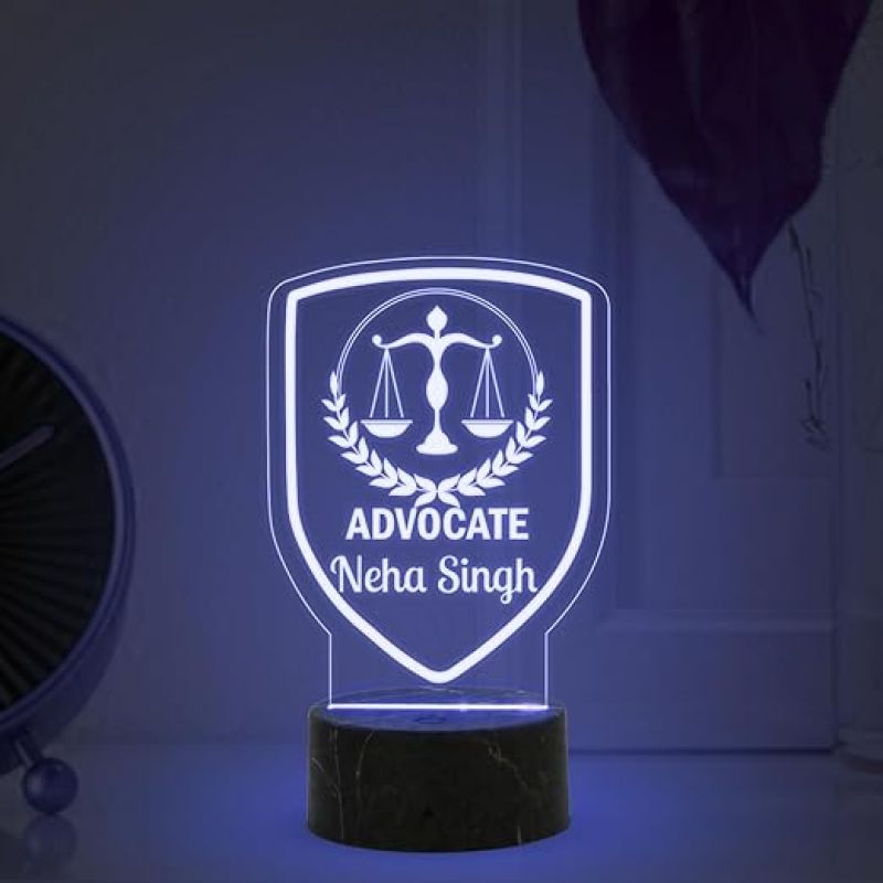 Personalized Advocate Name Night Lamp with Multicolored Light Advocate Desk Name Plate Lamp Gift for Lawyer and Office Decor