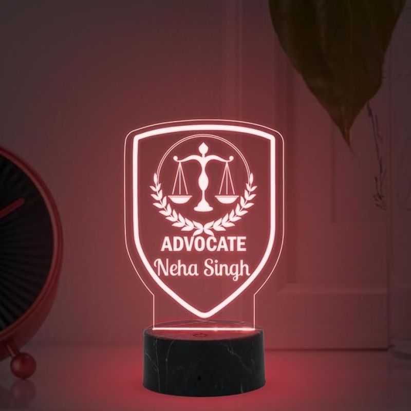 Personalized Advocate Name Night Lamp with Multicolored Light Advocate Desk Name Plate Lamp Gift for Lawyer and Office Decor