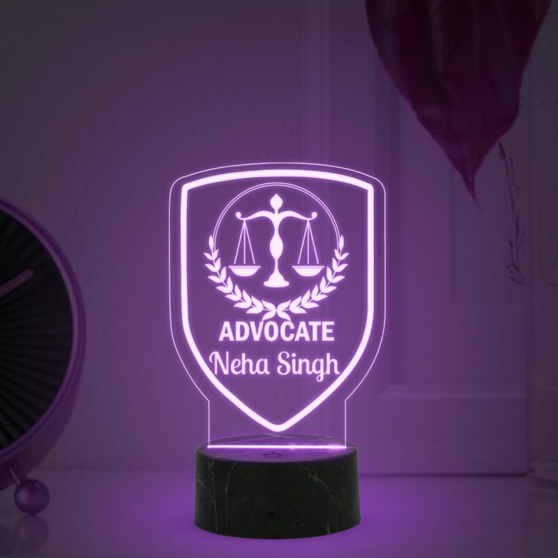Personalized Advocate Name Night Lamp with Multicolored Light Advocate Desk Name Plate Lamp Gift for Lawyer and Office Decor