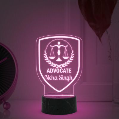 Personalized Advocate Name Night Lamp with Multicolored Light Advocate Desk Name Plate Lamp Gift for Lawyer and Office Decor