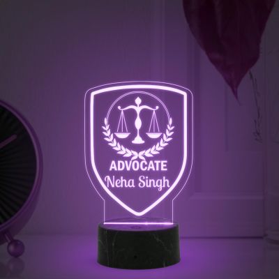 Personalized Advocate Name Night Lamp with Multicolored Light Advocate Desk Name Plate Lamp Gift for Lawyer and Office Decor