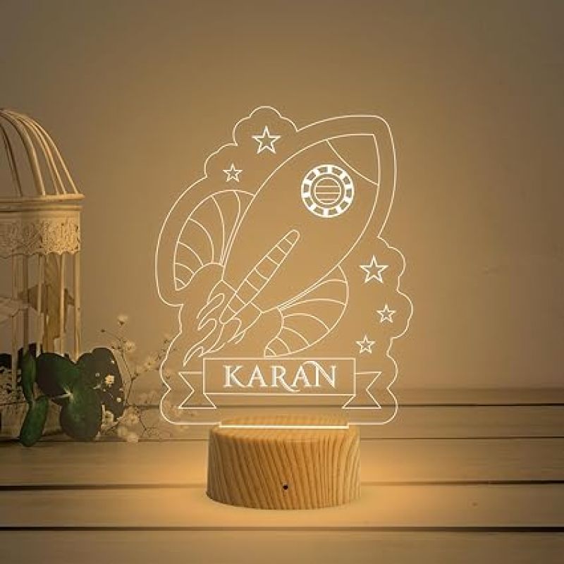 Aeroplan Night Lamp with Warm White Light Customized with Name Birthday Gift for Kids