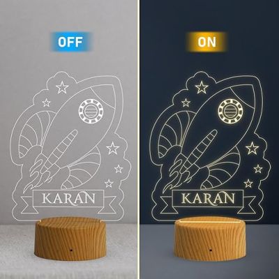 Aeroplan Night Lamp with Warm White Light Customized with Name Birthday Gift for Kids
