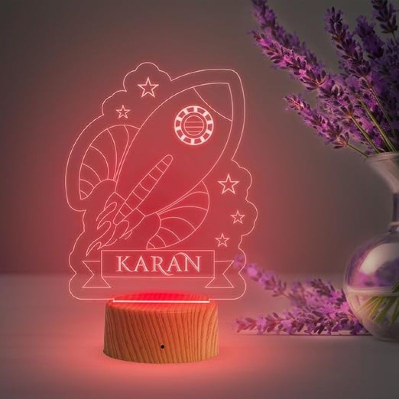 Aeroplan Night Lamp with Multicolored Light Customized with Name Birthday Gift for Kids