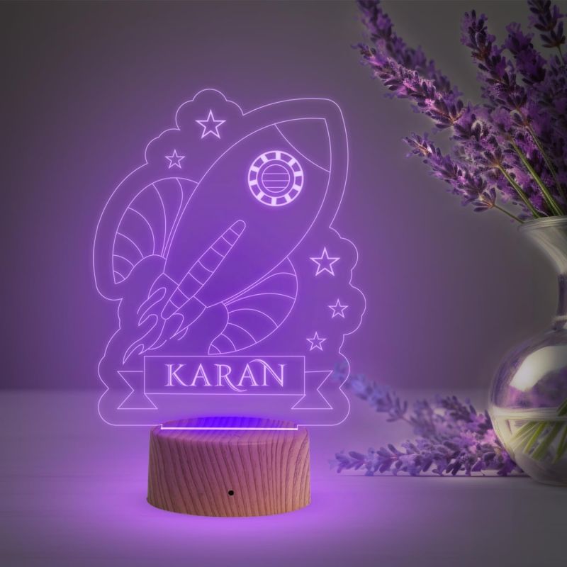 Aeroplan Night Lamp with Multicolored Light Customized with Name Birthday Gift for Kids