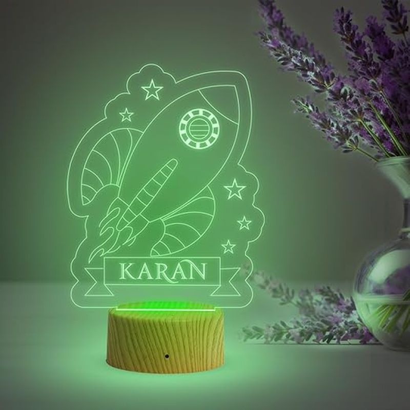 Aeroplan Night Lamp with Multicolored Light Customized with Name Birthday Gift for Kids