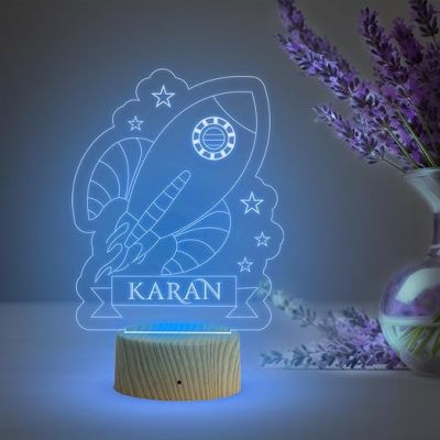 Aeroplan Night Lamp with Multicolored Light Customized with Name Birthday Gift for Kids