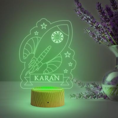 Aeroplan Night Lamp with Multicolored Light Customized with Name Birthday Gift for Kids