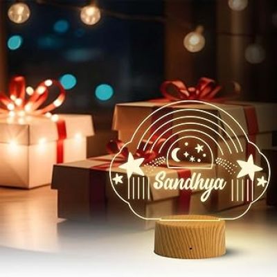 Rainbow Night Light with Warm White Light Customized with Name Birthday Gifts for Kids, Women, Teenage, Girl, Wife