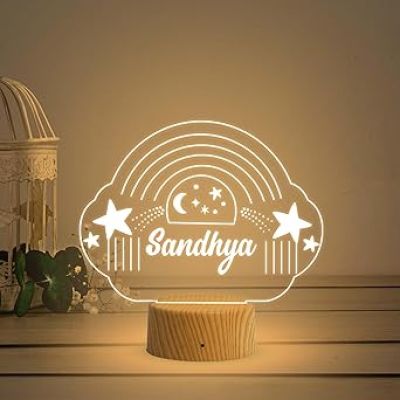 Rainbow Night Light with Warm White Light Customized with Name Birthday Gifts for Kids, Women, Teenage, Girl, Wife