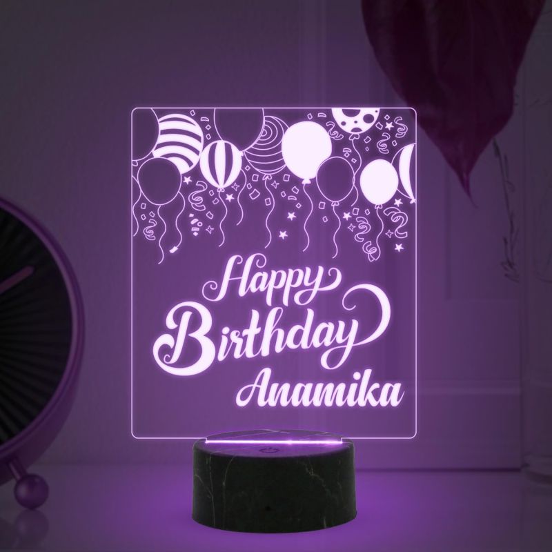 Personalized Happy Birthday Balloon Design Night Lamp with Multicolored Light Customized with Name Best Birthday Gifts for Friends Girls Boys Men Women & Birthday Home Decor