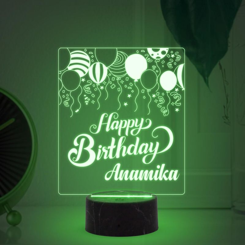 Personalized Happy Birthday Balloon Design Night Lamp with Multicolored Light Customized with Name Best Birthday Gifts for Friends Girls Boys Men Women & Birthday Home Decor