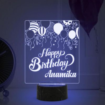 Personalized Happy Birthday Balloon Design Night Lamp with Multicolored Light Customized with Name Best Birthday Gifts for Friends Girls Boys Men Women & Birthday Home Decor