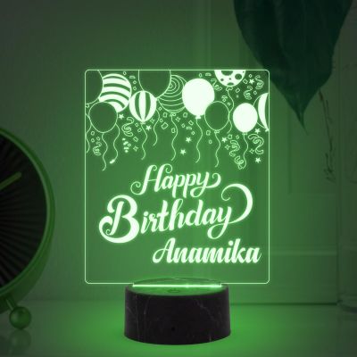 Personalized Happy Birthday Balloon Design Night Lamp with Multicolored Light Customized with Name Best Birthday Gifts for Friends Girls Boys Men Women & Birthday Home Decor