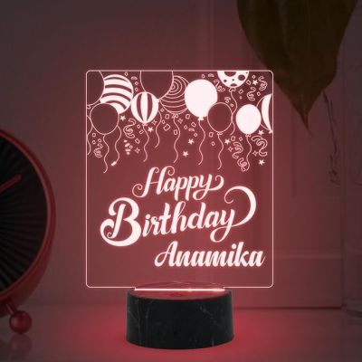 Personalized Happy Birthday Balloon Design Night Lamp with Multicolored Light Customized with Name Best Birthday Gifts for Friends Girls Boys Men Women & Birthday Home Decor