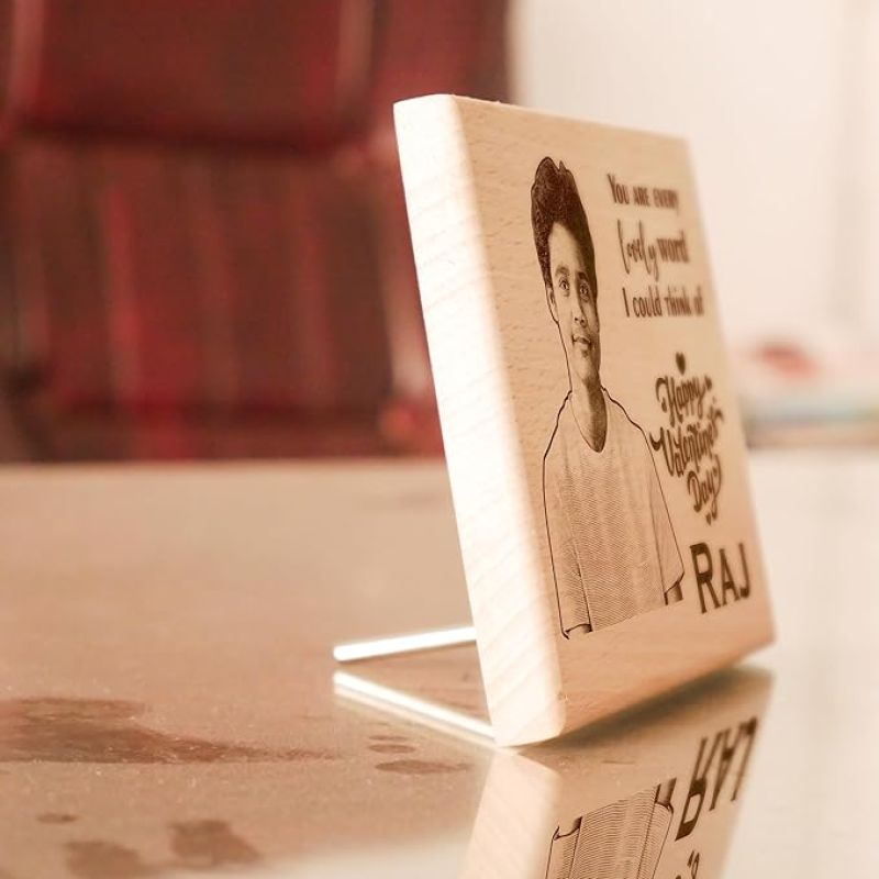 Personalized Valentine Engraved Wooden Photo Plaque Customized with Your Photo Name &Text Gift For Boyfriend