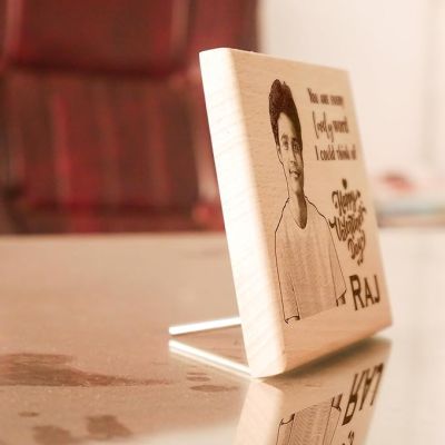 Personalized Valentine Engraved Wooden Photo Plaque Customized with Your Photo Name &Text Gift For Boyfriend