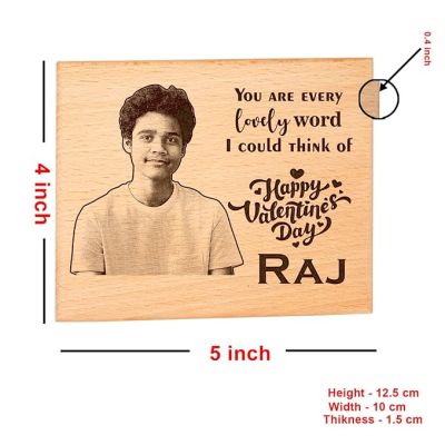 Personalized Valentine Engraved Wooden Photo Plaque Customized with Your Photo Name &Text Gift For Boyfriend