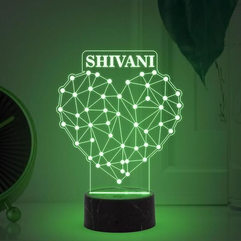 Heart Design Night Lamp with Multicolored Light Customized with Name Couple Gift for Anniversary, Wedding, Marriage, Valentine Day