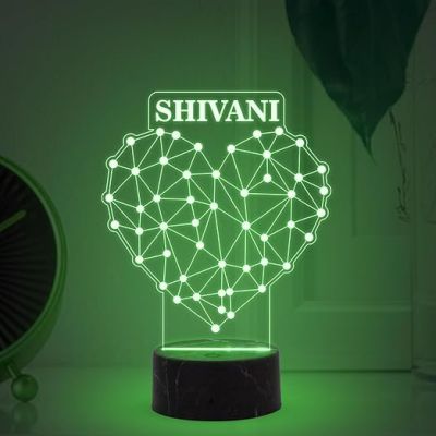 Heart Design Night Lamp with Multicolored Light Customized with Name Couple Gift for Anniversary, Wedding, Marriage, Valentine Day