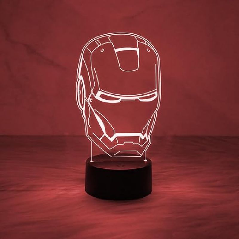 3D Illusion Ironman Head Night Lamp with Multicolored Light Gift For Kids Room Decor Light