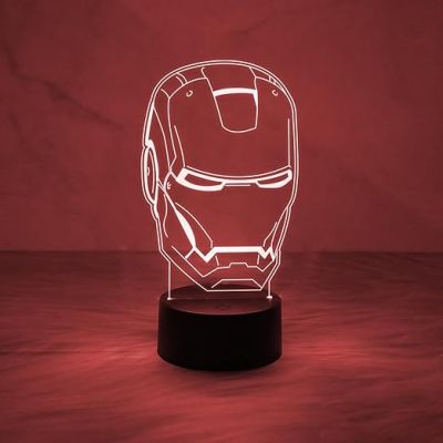 3D Illusion Ironman Head Night Lamp with Multicolored Light Gift For Kids Room Decor Light