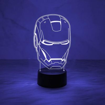 3D Illusion Ironman Head Night Lamp with Multicolored Light Gift For Kids Room Decor Light